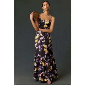 $595 NWT ML Monique Lhuillier “Amara” Satin Floral Dress Sz 4P